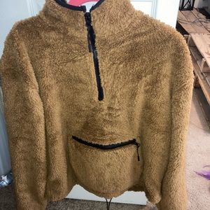 Brown Fuzzy Jacket Women Size 11-13
